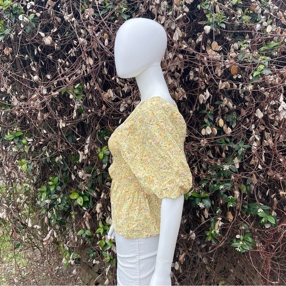 ANA Floral Print Puff Sleeve Peplum Crop Top - Picture 9 of 11